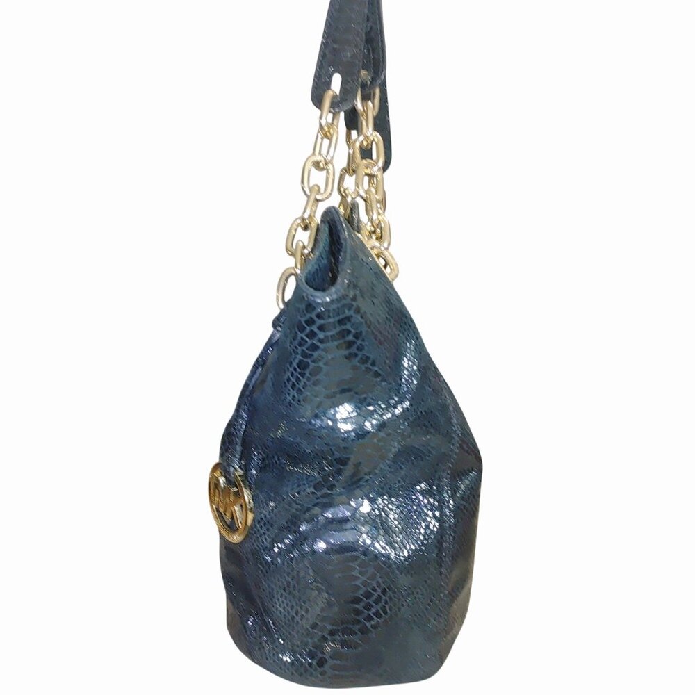 Michael Kors Black Python Embossed Leather Tote G… - image 3